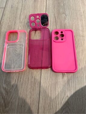 Pink iPhone 15 pro Case Set - Bright Pink